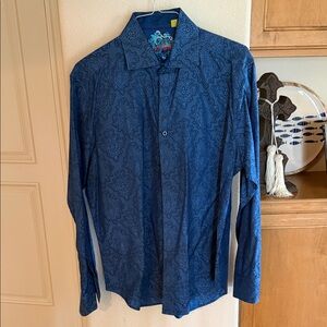 Robert Graham Navy Paisley Button Down Shirt large